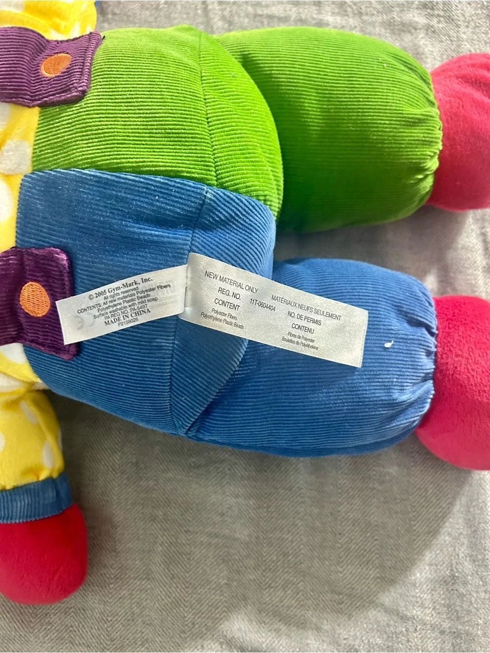 Gymboree 2005 Gymbo the Clown, Colorful Plush Toy - Red, Yellow, Green & Blue